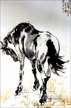 シュ・ベイホン・ジュ・ペオン Painting - 徐北紅馬の古い墨